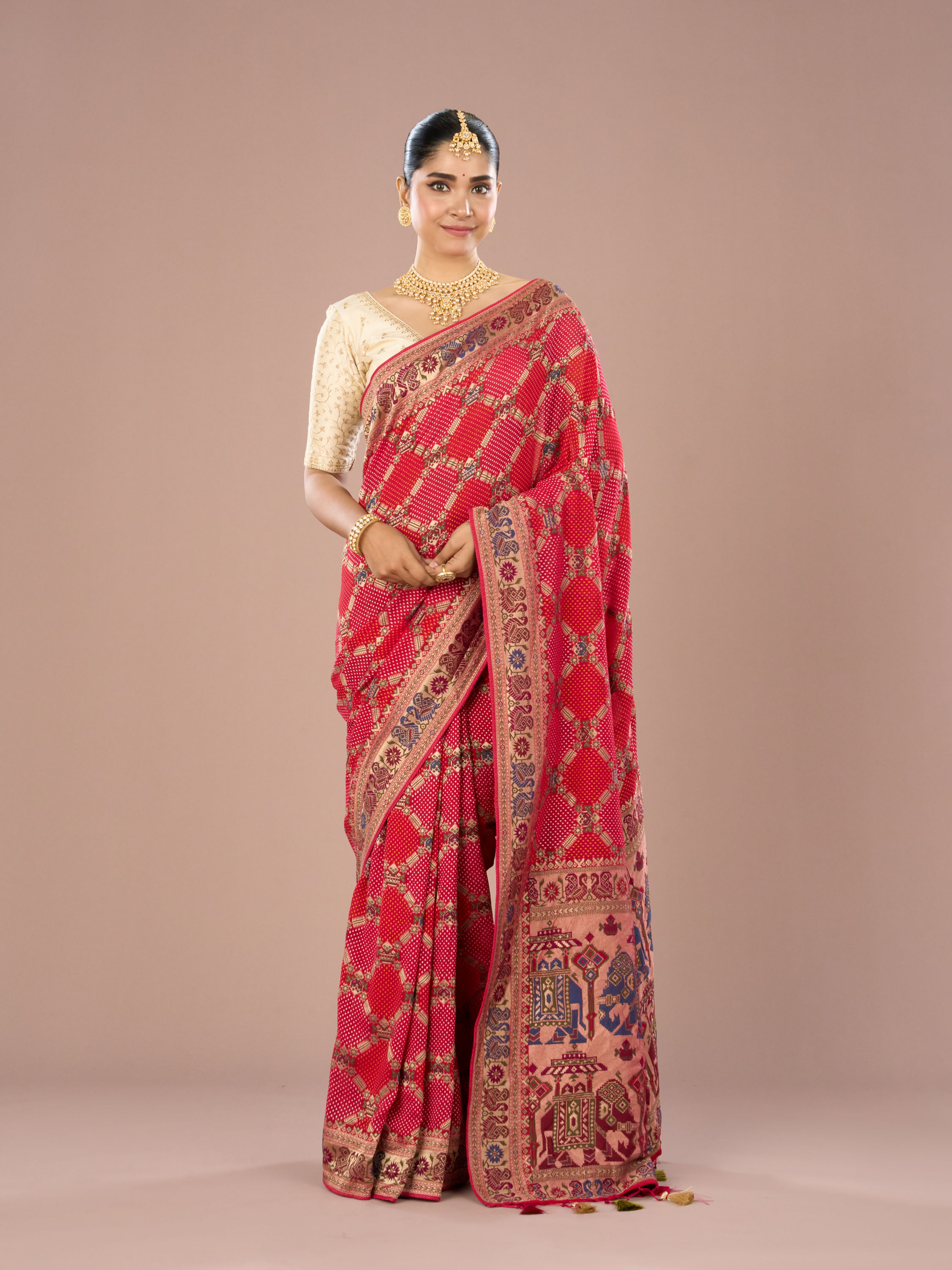 Mohey Women Regal Rani Pink Georgette Saree