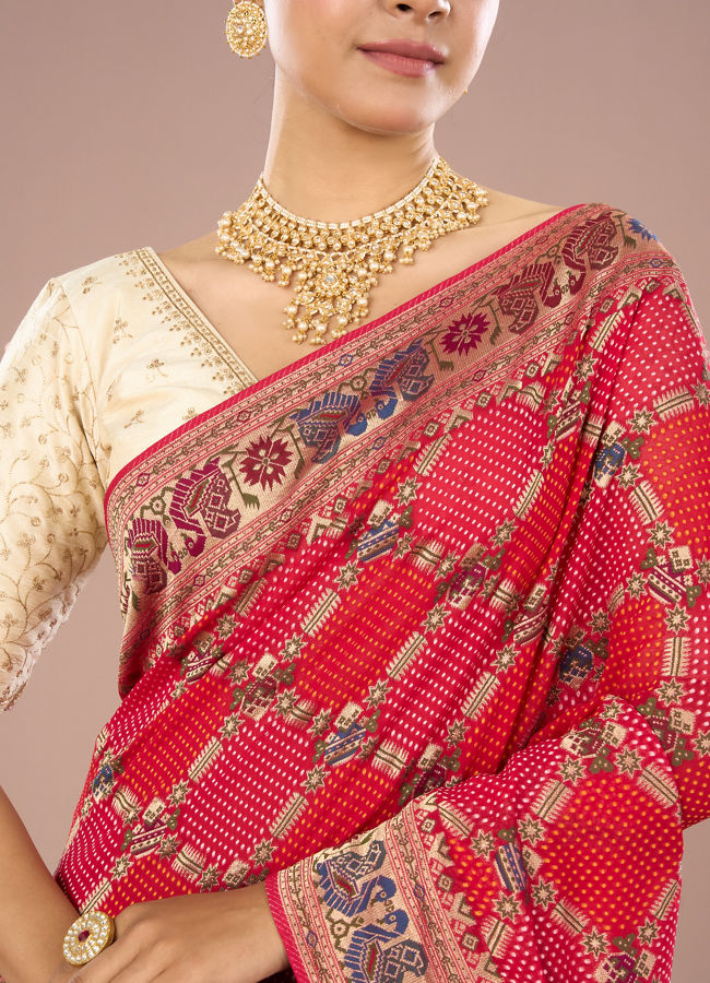 Mohey Women Regal Rani Pink Georgette Saree