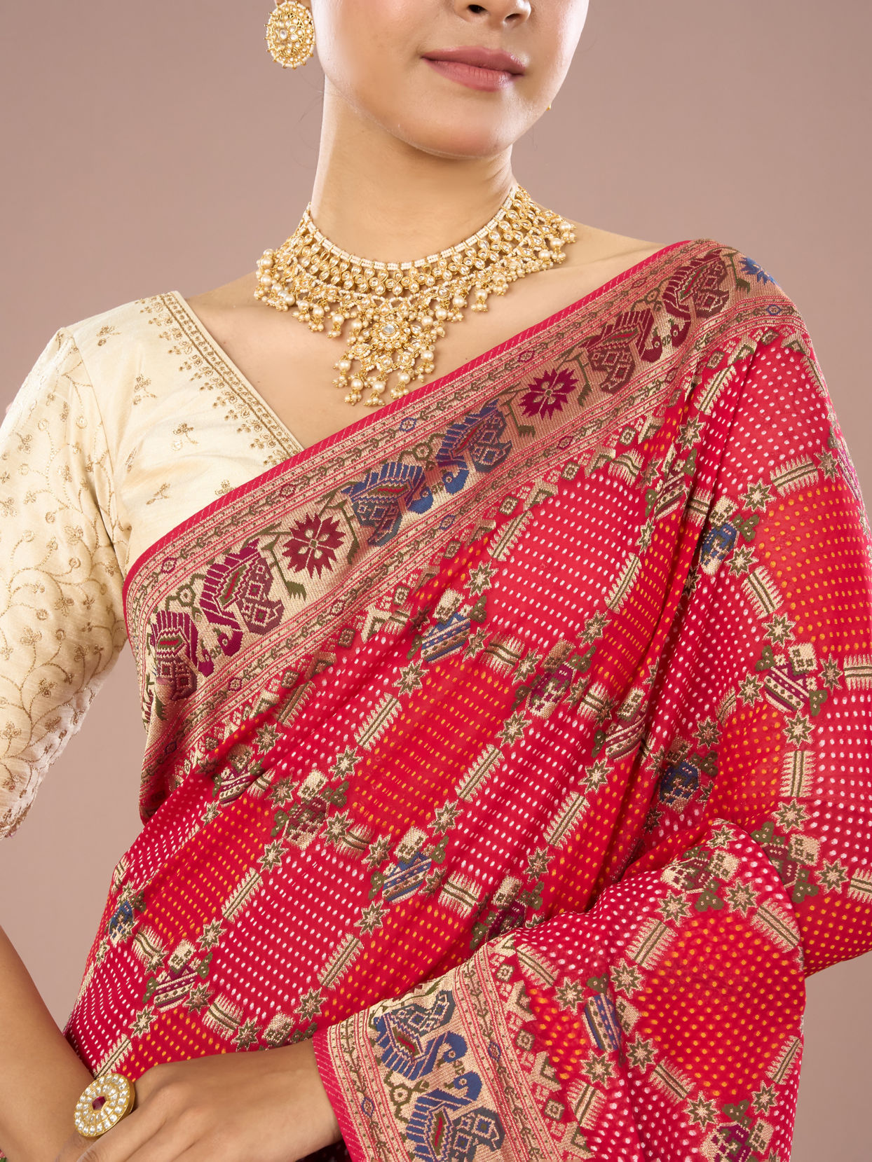 Mohey Women Regal Rani Pink Georgette Saree