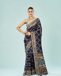 Mohey Women Indigo Blue Georgette Saree