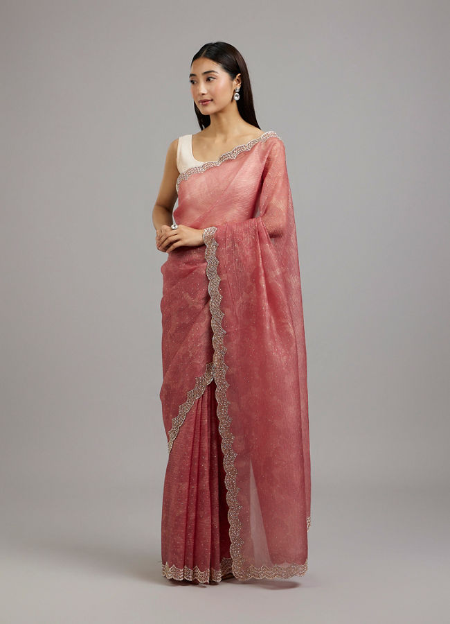 Mohey Women Gajree Pink Tissue Saree