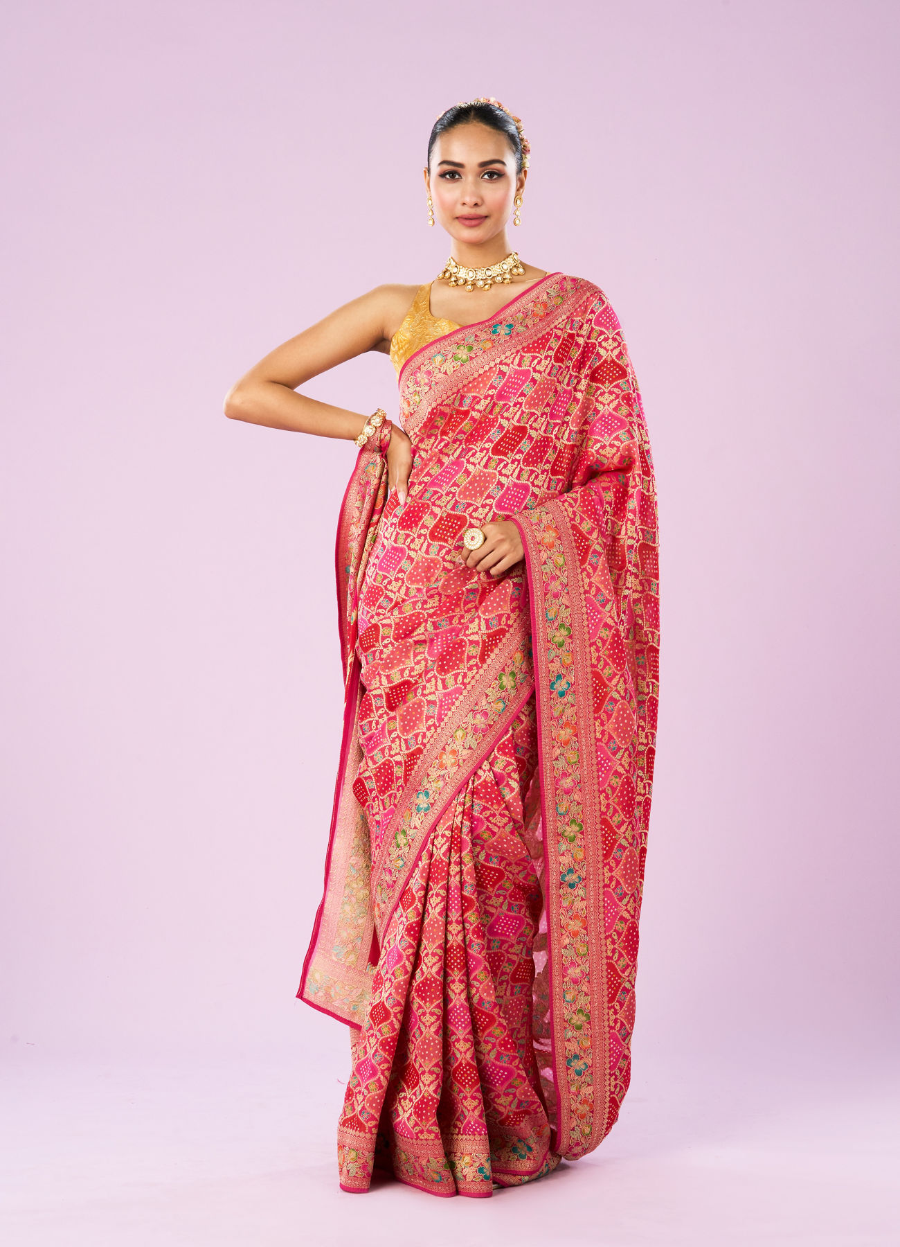 Mohey Women Regal Rani Pink Saree