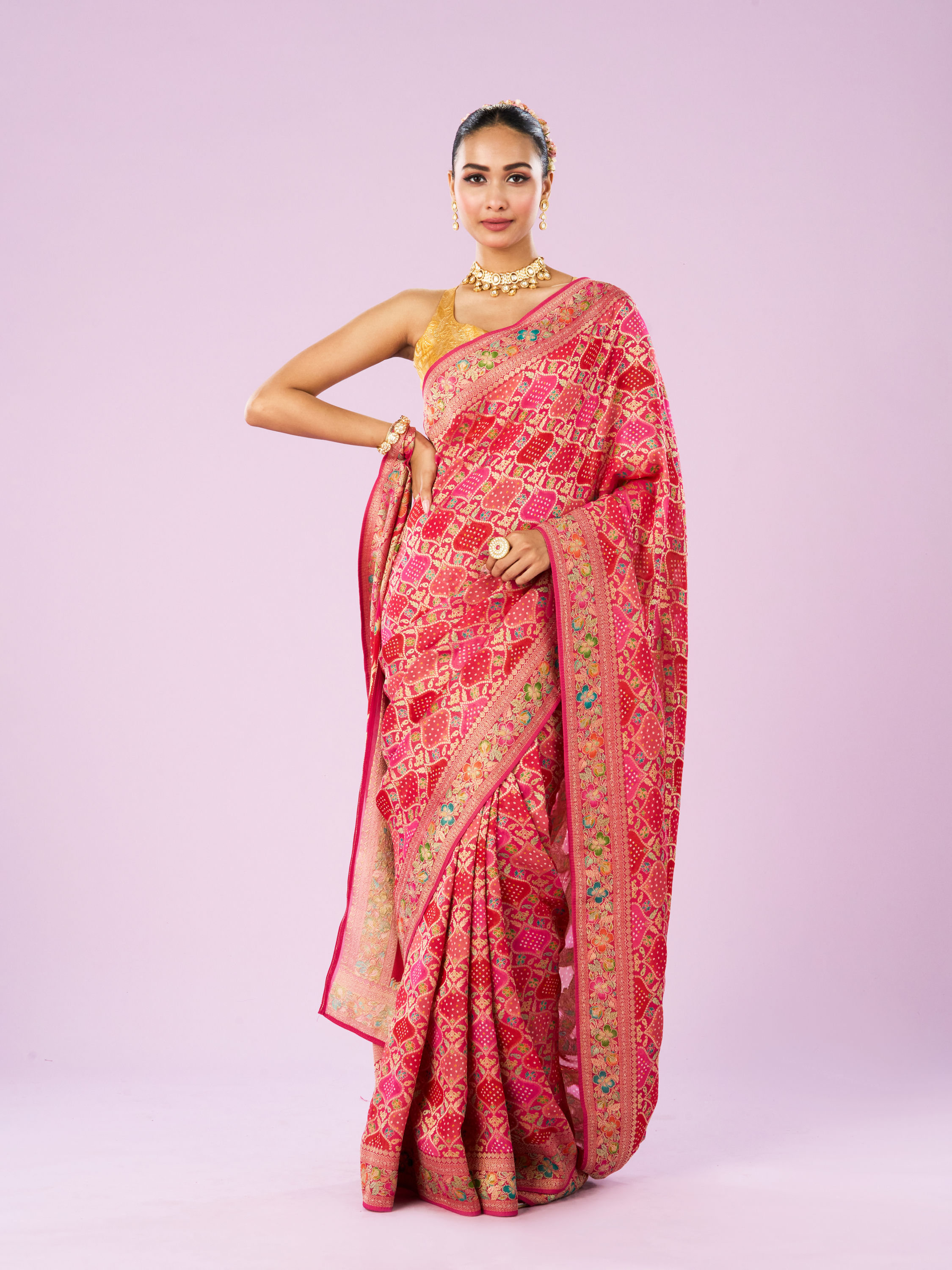 Mohey Women Regal Rani Pink Saree