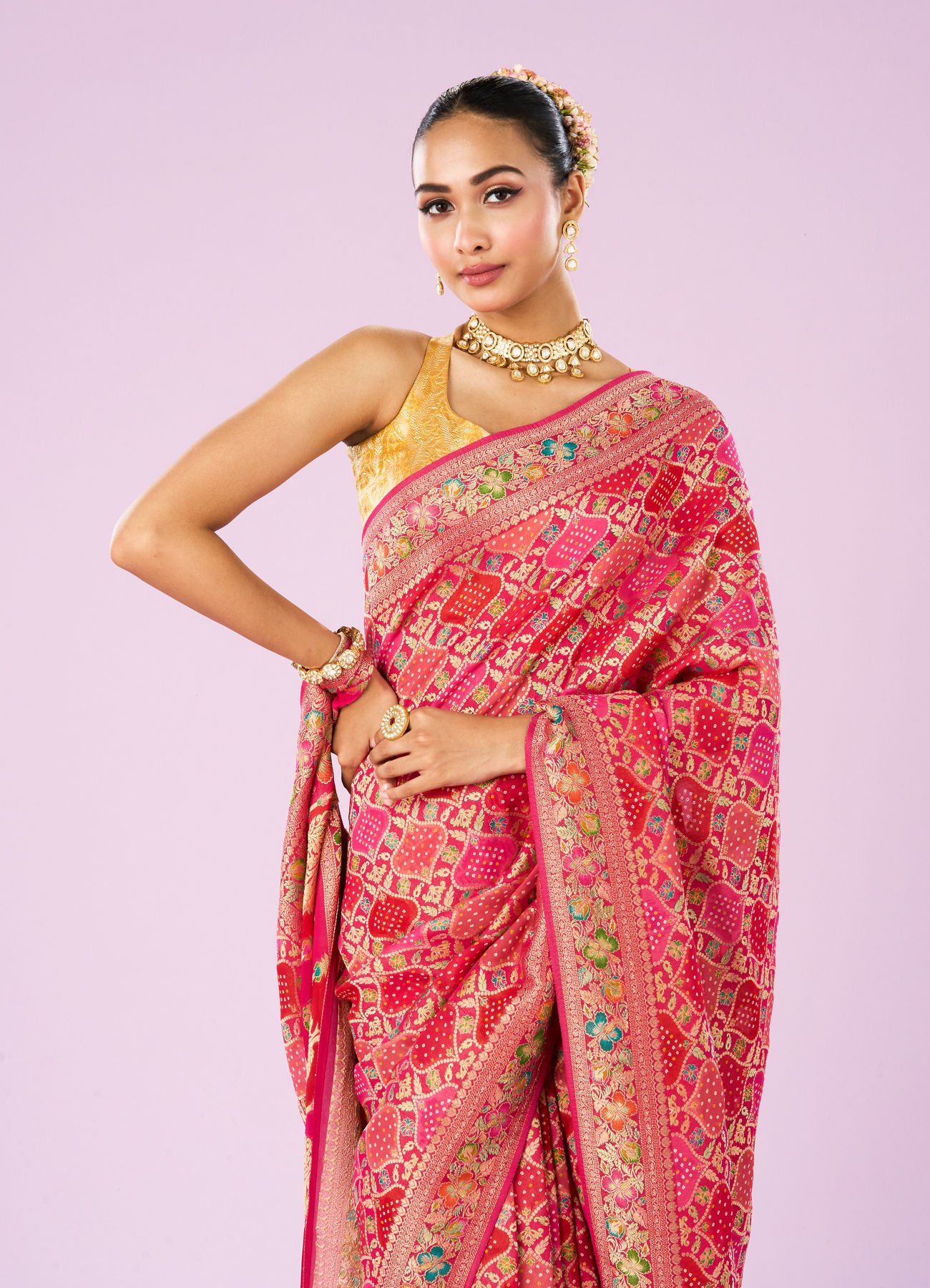 Mohey Women Regal Rani Pink Saree