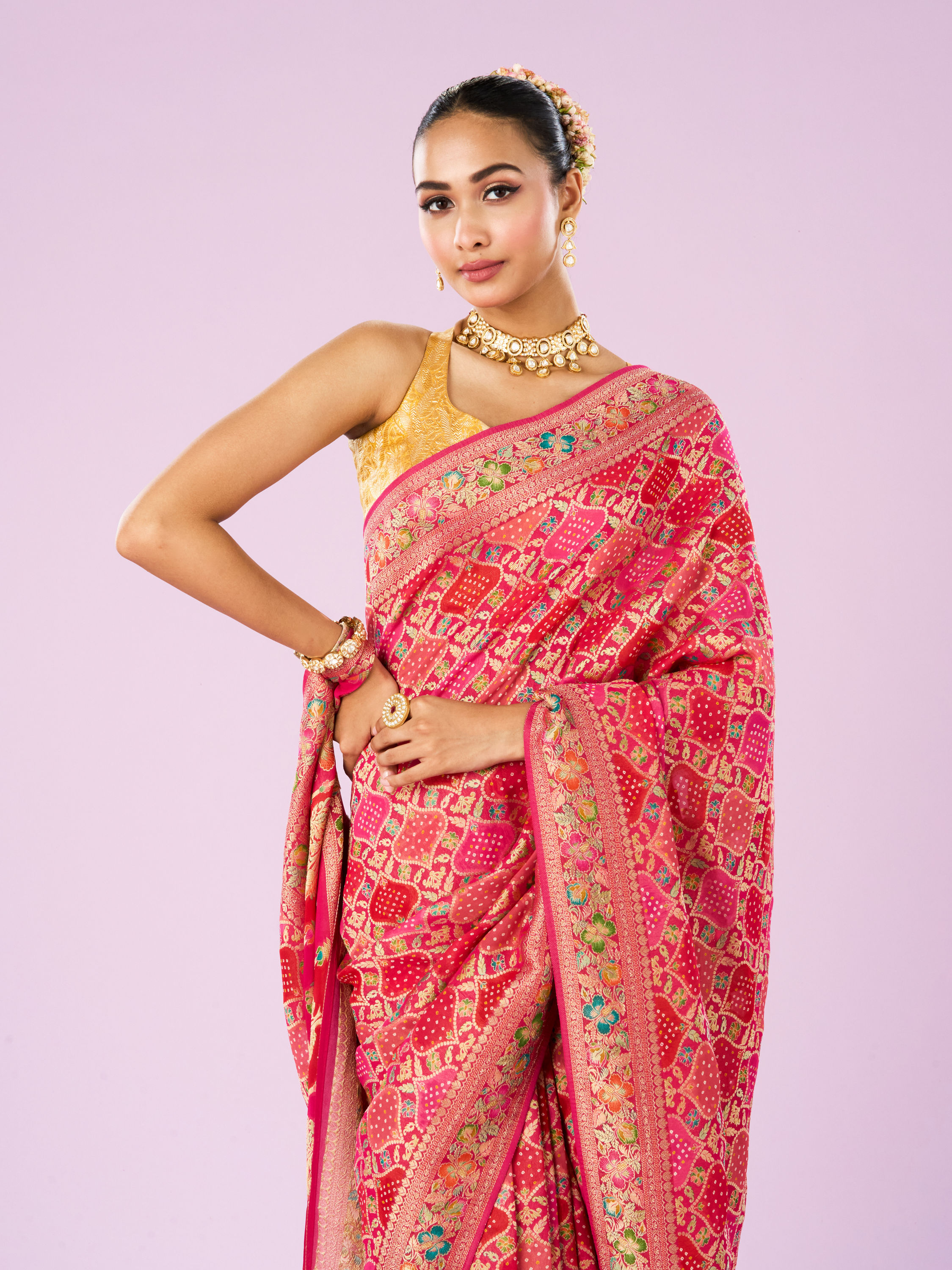 Mohey Women Regal Rani Pink Saree