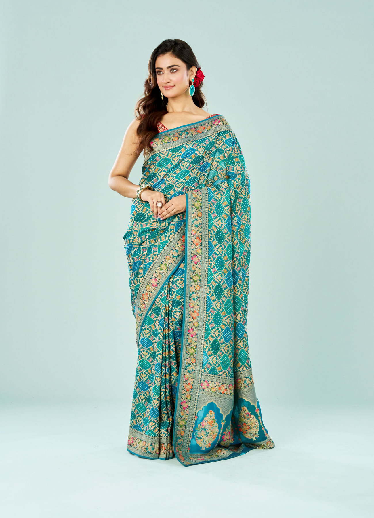 Mohey Women Azure Elegance Banarasi Saree