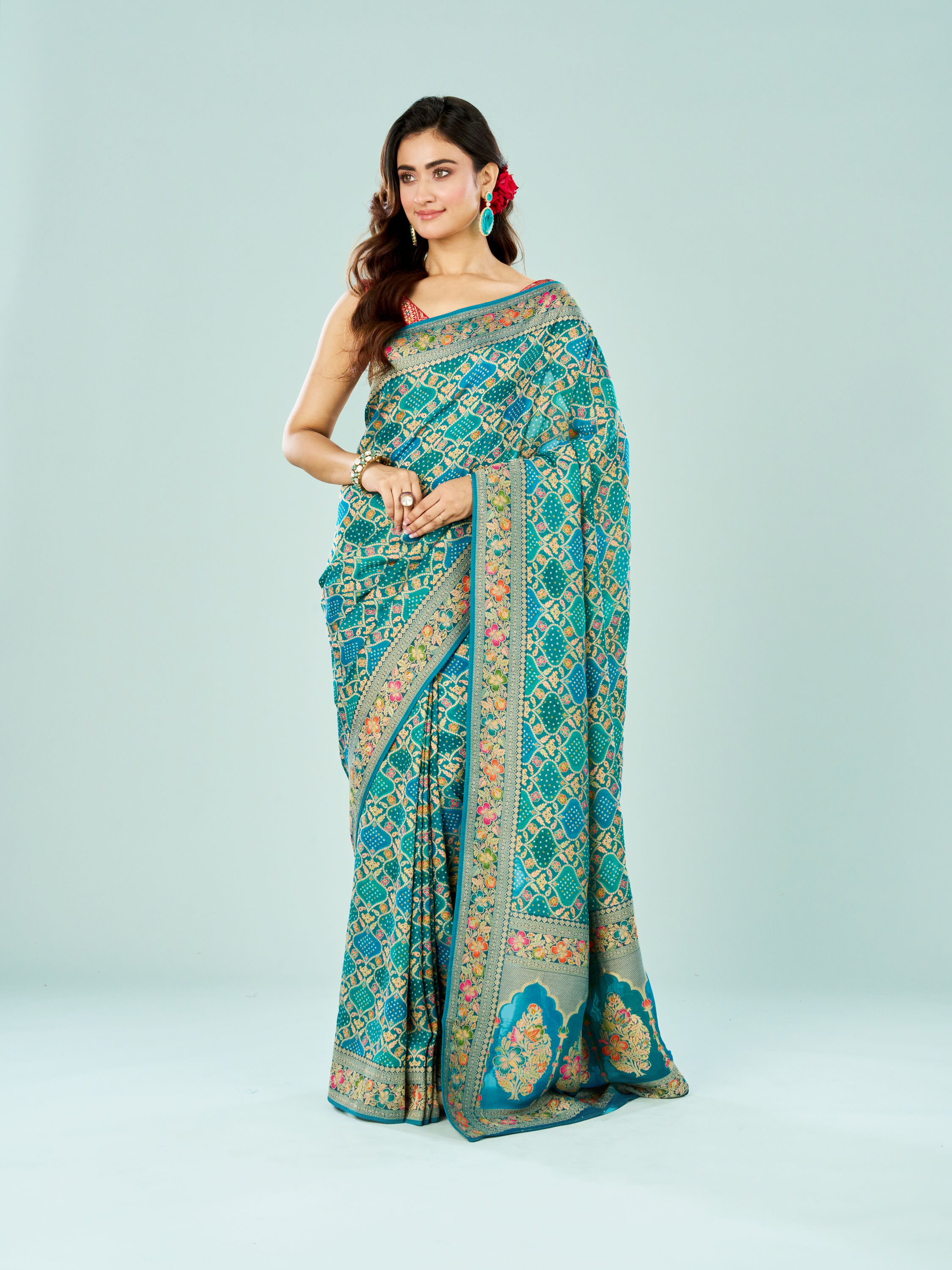 Mohey Women Azure Elegance Banarasi Saree