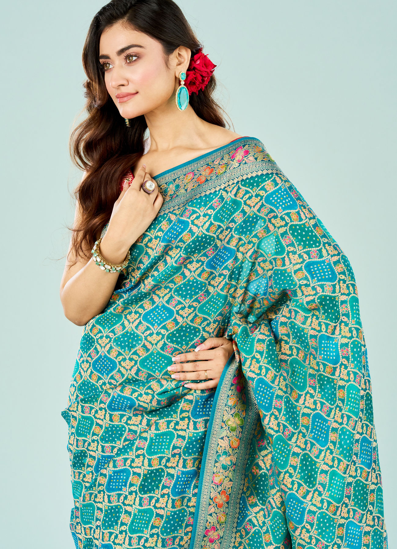 Mohey Women Azure Elegance Banarasi Saree