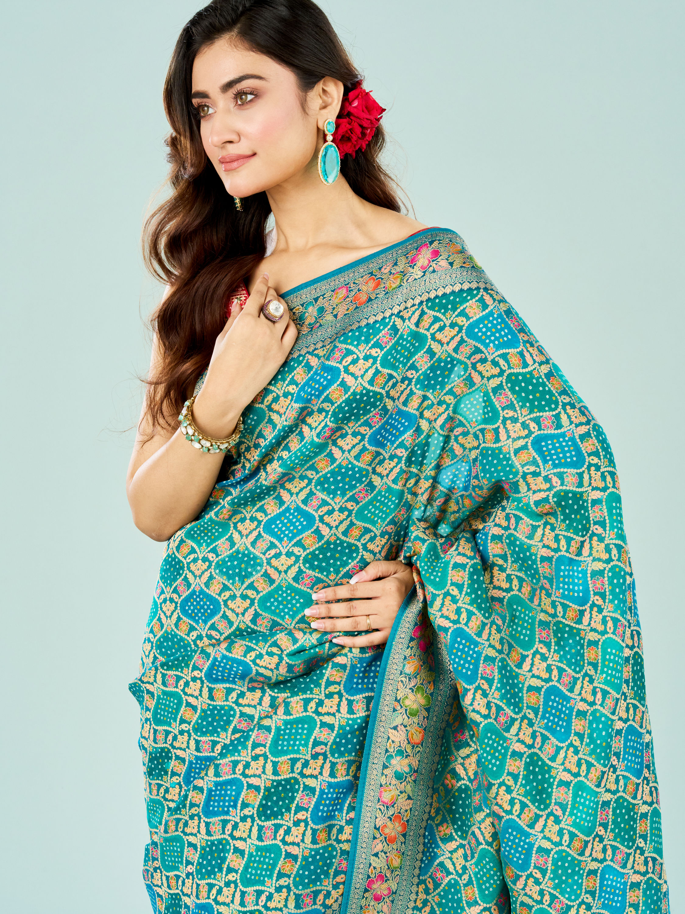 Mohey Women Azure Elegance Banarasi Saree