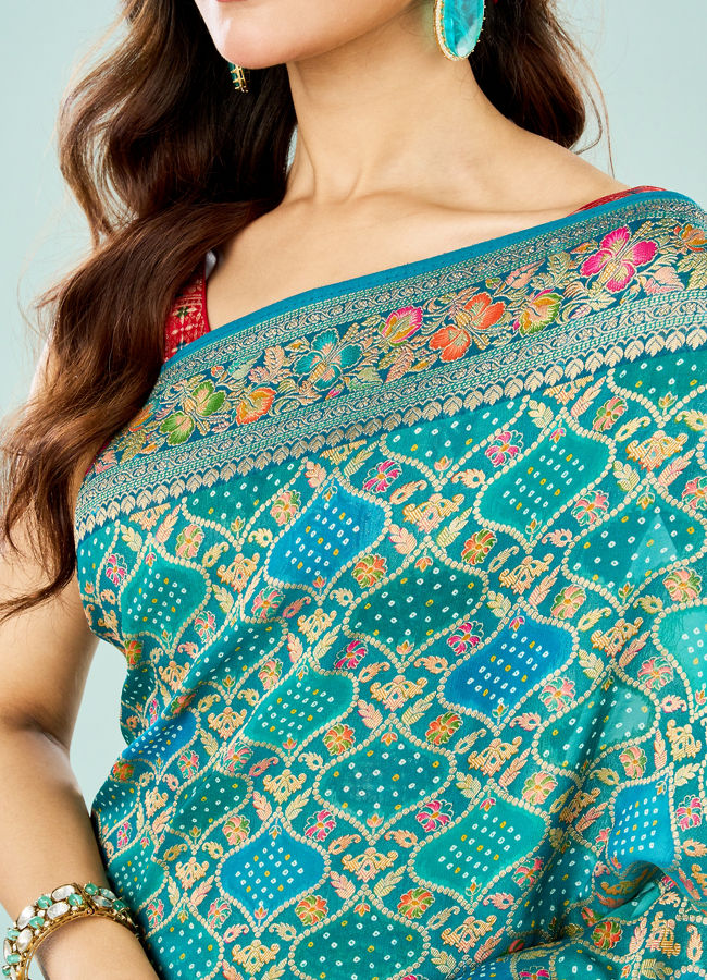 Mohey Women Azure Elegance Banarasi Saree