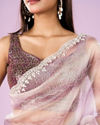 Mohey Women Elegant Purple Organza Saree