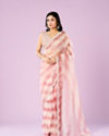 Mohey Women Dusty Pink Charm Organza Saree