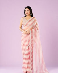 Mohey Women Dusty Pink Charm Organza Saree