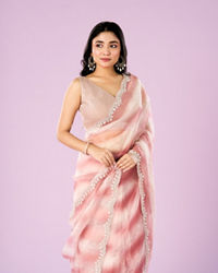 Mohey Women Dusty Pink Charm Organza Saree
