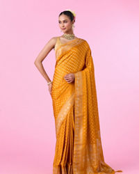 Mohey Women Radiant Mustard Yellow Banarasi Saree