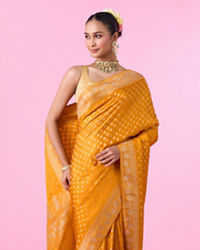 Mohey Women Radiant Mustard Yellow Banarasi Saree