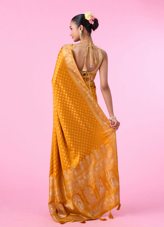 Mohey Women Radiant Mustard Yellow Banarasi Saree