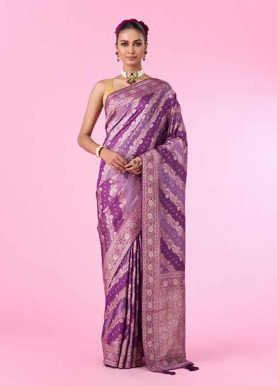 Mohey Women Purple Elegance Banarasi Saree