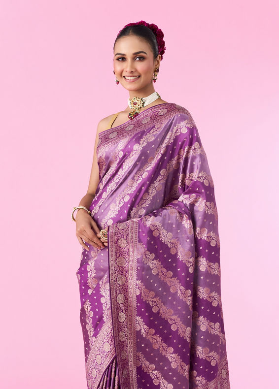 Mohey Women Purple Elegance Banarasi Saree