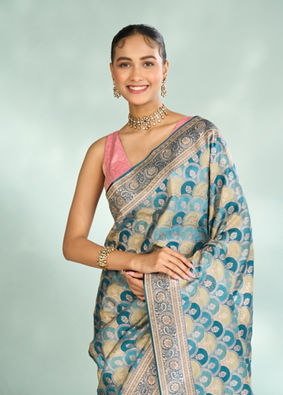 Mohey Women Eternal Elegance Blue Saree