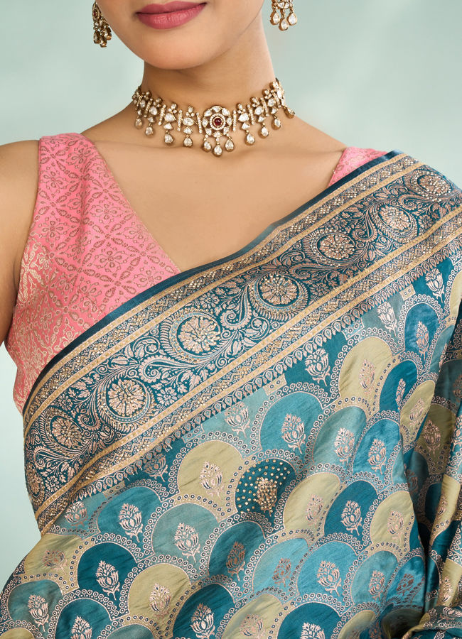 Mohey Women Eternal Elegance Blue Saree