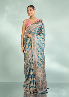Mohey Women Eternal Elegance Blue Saree