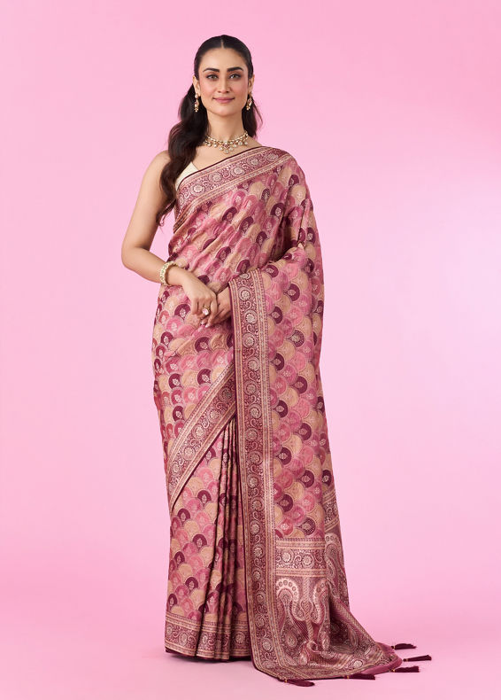 Mohey Women Radiant Wine Art Silk Banarasi Saree