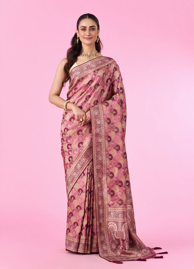 Mohey Women Radiant Wine Banarasi Saree