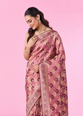 Mohey Women Radiant Wine Banarasi Saree