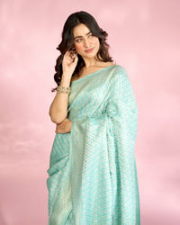 Mohey Women Lustrous Light Blue Silk Saree