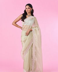Mohey Women Ethereal Green Organza Saree