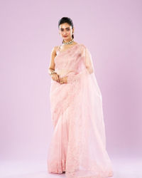 Mohey Women Transcendent Pink Organza Saree