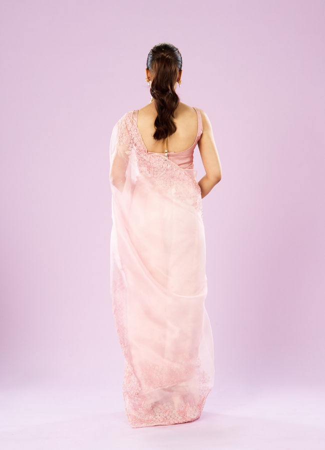 Mohey Women Transcendent Pink Organza Saree