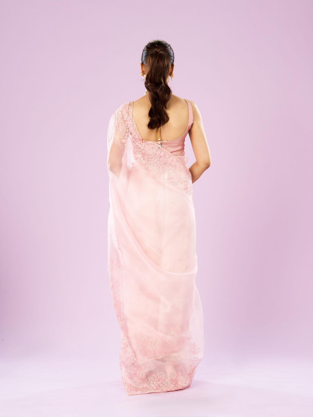 Mohey Women Transcendent Pink Organza Saree