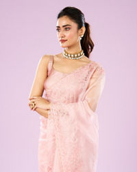 Mohey Women Transcendent Pink Organza Saree