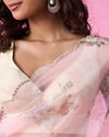 Mohey Women Organza Enchantment Light Pink Saree
