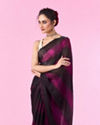 Mohey Women Wine Organza Cocktail Saree