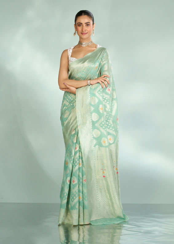 Mohey Women Serene Sea Green Saree