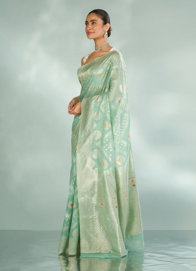 Mohey Women Serene Sea Green Saree