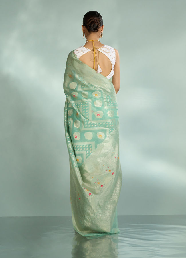 Mohey Women Serene Sea Green Saree
