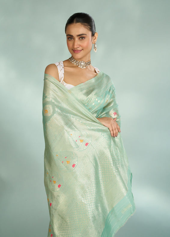 Mohey Women Serene Sea Green Saree