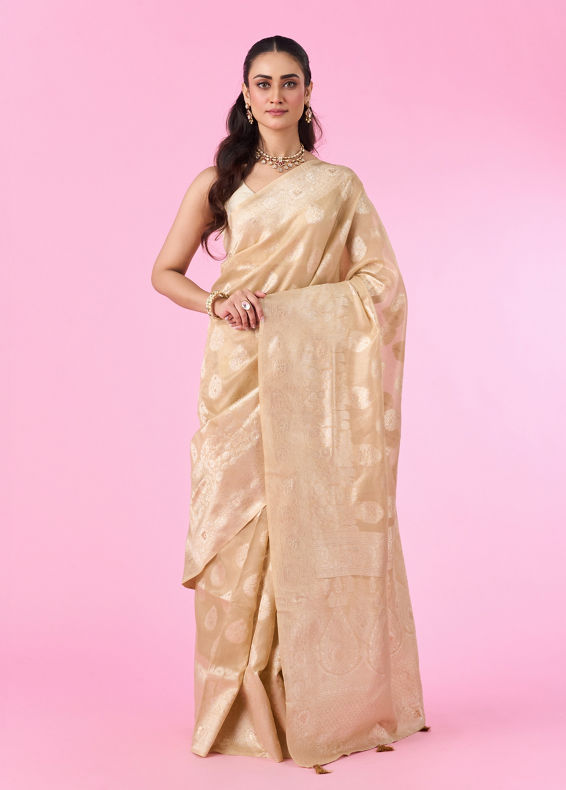 Mohey Women Beige Elegance Saree
