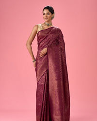 Mohey Women Wine Elegance Embellished Banarasi Saree