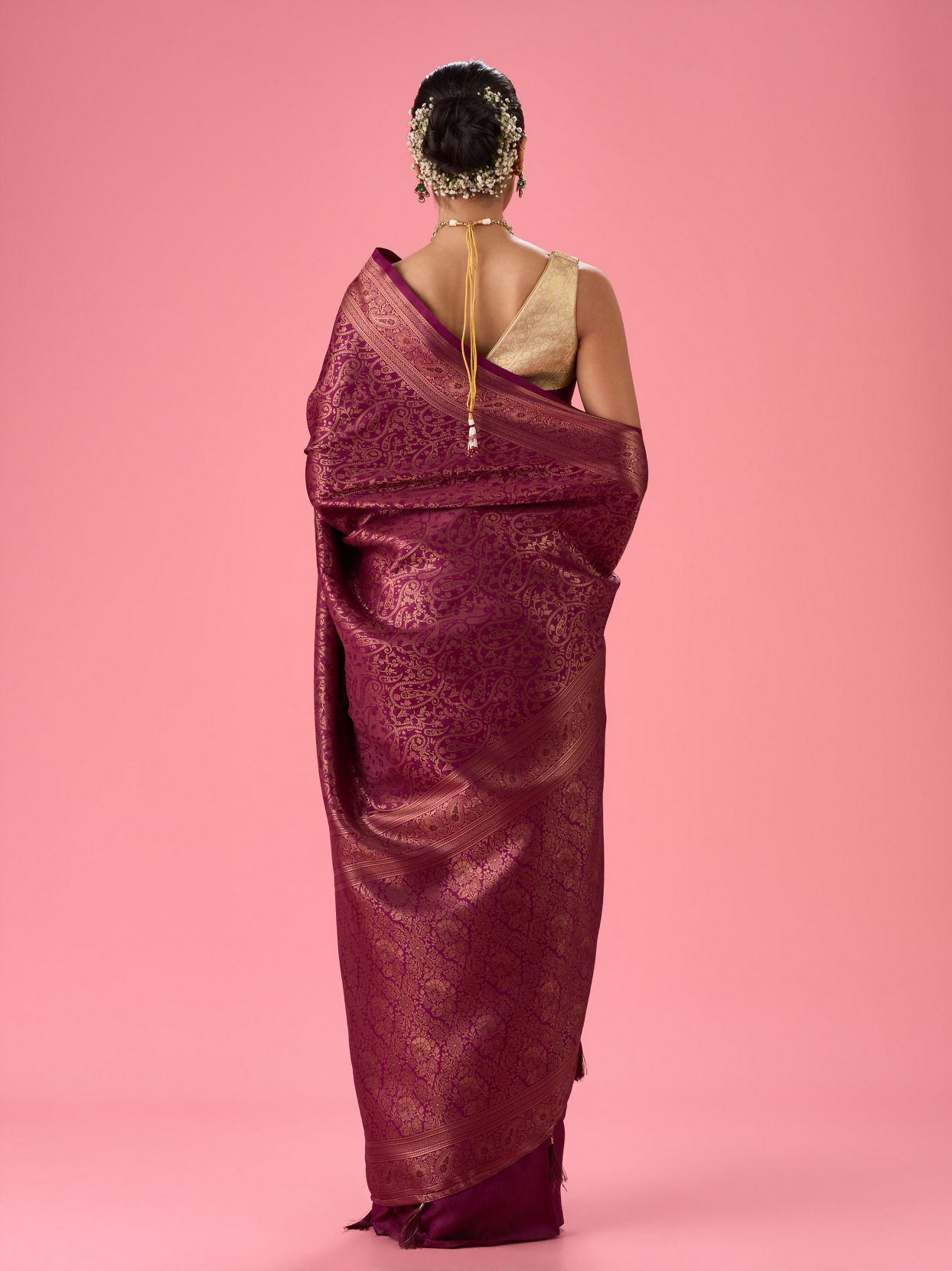 Mohey Women Wine Elegance Embellished Banarasi Saree