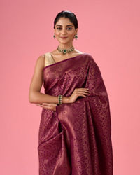 Mohey Women Wine Elegance Embellished Banarasi Saree