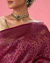 Mohey Women Wine Elegance Embellished Banarasi Saree