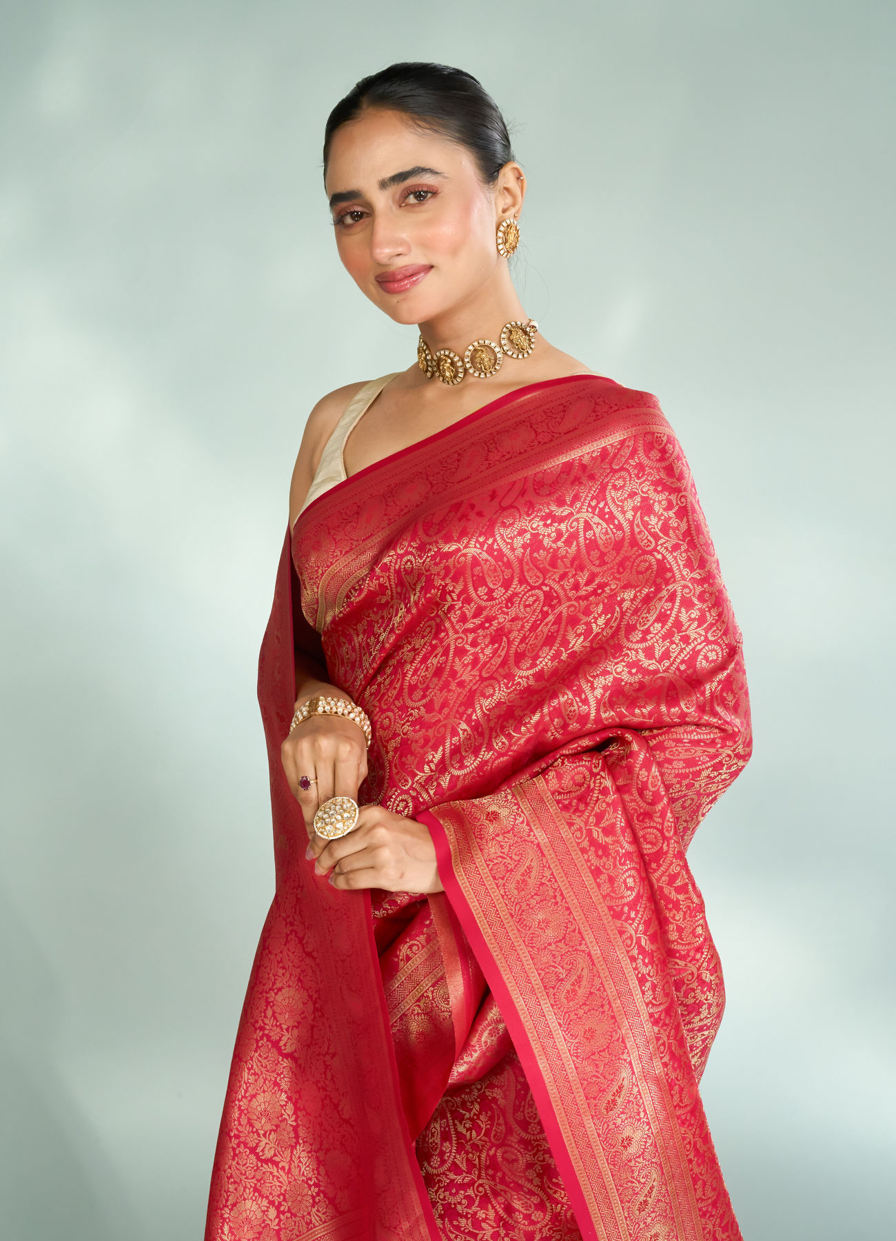 Mohey Women Ravishing Pink Saree