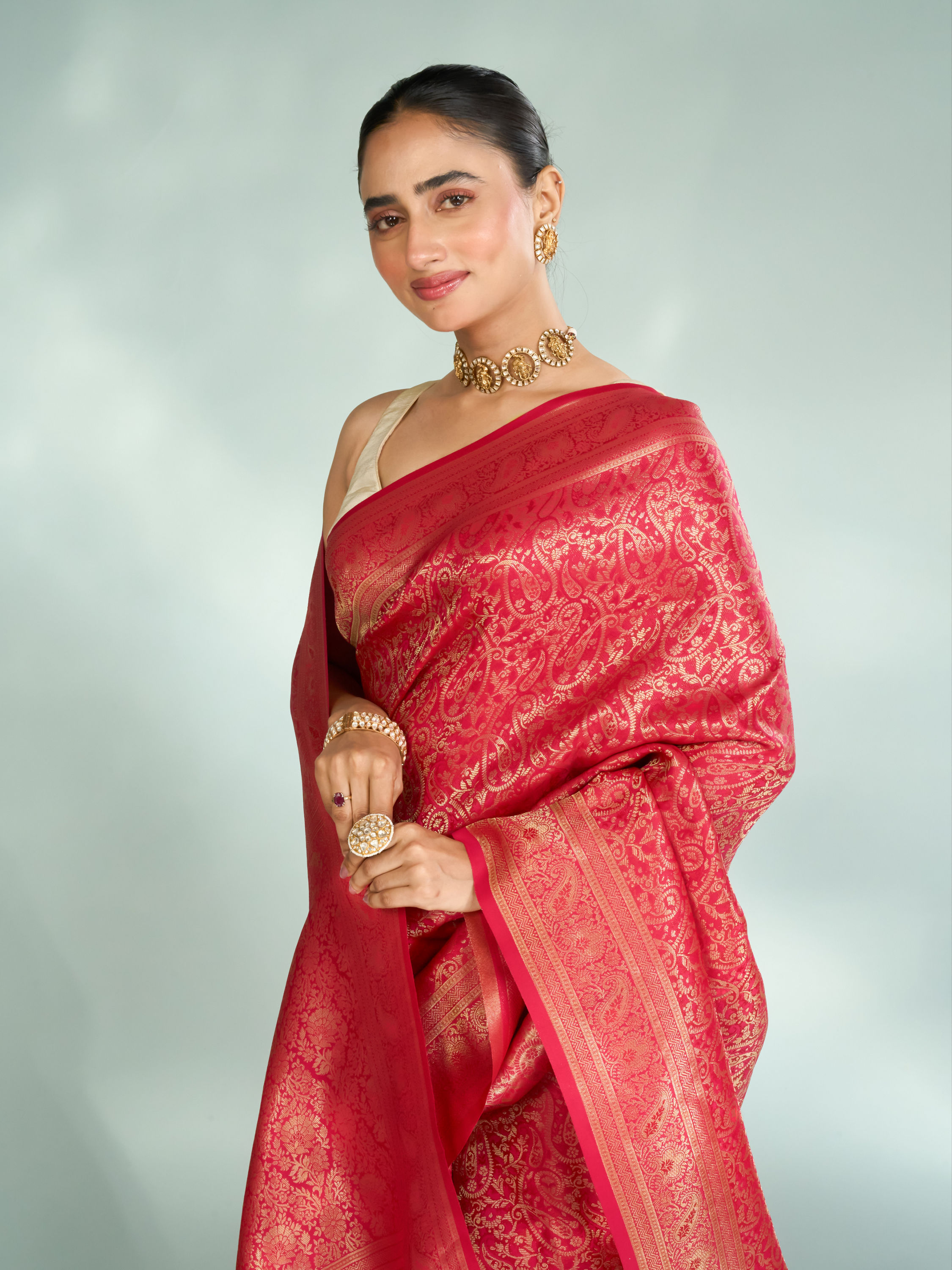 Mohey Women Ravishing Pink Saree