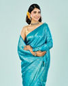 Mohey Women Elegant Blue Saree with Unstitch Blouse