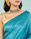 Mohey Women Elegant Blue Saree with Unstitch Blouse